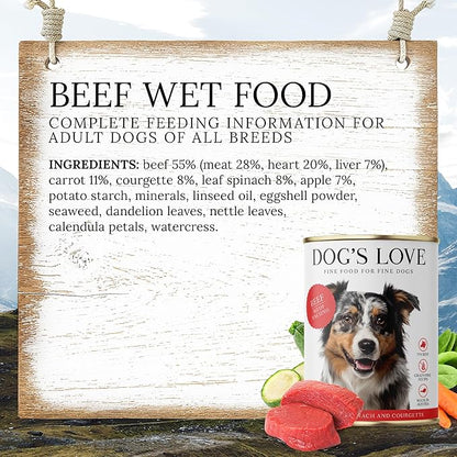 DOG'S LOVE Single Protein, Limited Ingredients, Ethically Sourced, Grain Free Wet Dog Food - Canned Soft Dog Food, Grain Free Dog Food for Your Dog - Premium Can Dog Food | 6 cans (14.1 Oz, Beef)