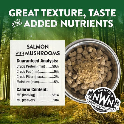 Northwest Naturals Freeze-Dried Salmon, Shiitake & Maitake Mushrooms Functional Topper - for Dogs & Cats - Healthy, Limited Ingredients, Human Grade Pet Food, All Natural - 3.5 Oz (Pack of 1)