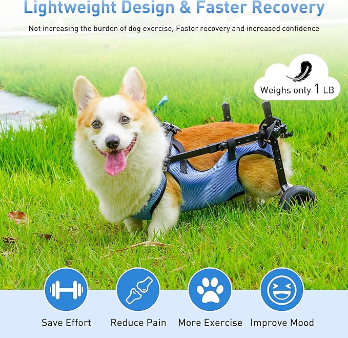 Dog Wheelchair for Back Legs, Dog Wheelchair Cart Doggy Wheelchair with Disabled Hind Legs Walking Mobility Aids for Small Pets Hind Limbs Dog Carts with Wheels Light Weight