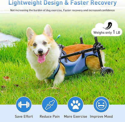 Dog Wheelchair for Back Legs, Dog Wheelchair Cart Doggy Wheelchair with Disabled Hind Legs Walking Mobility Aids for Small Pets Hind Limbs Dog Carts with Wheels Light Weight