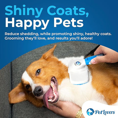 PetLovers EzSlicker Self-Cleaning Brush - Dog Brush for Shedding, Gentle Slicker Brush for Cats, Tangle-Free Grooming Comb with Soft Bristles & Ergonomic Handle for Stress-Free Grooming