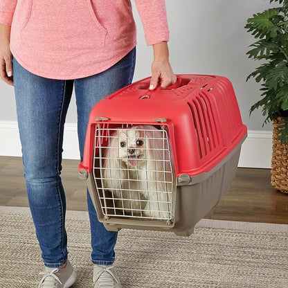 MidWest Homes for Pets Spree Travel Pet Carrier, Dog Carrier Features Easy Assembly and Not The Tedious Nut & Bolt Assembly of Competitors, Red, 24-Inch Small Dog Breeds (1424SPR) (Pack of 1)