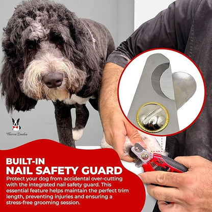 Warren London Dog Nail Clippers  Strong Enough for All Dog Sizes | Stainless Steel Blade | Ergonomic Grip | Nail Safety Guard | Professional Grooming Tool