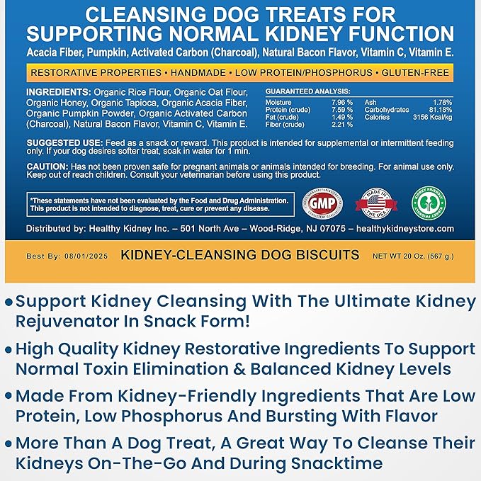 Petite Kidney Cleanse Dog Treats 20 Oz - Low Protein, Bacon Flavor, Kidney Support Formula for Normal Toxin Elimination - Kidney-Friendly Dog Diet Snack