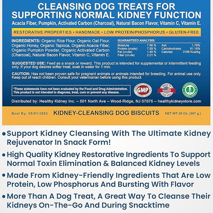 Petite Kidney Cleanse Dog Treats 20 Oz - Low Protein, Bacon Flavor, Kidney Support Formula for Normal Toxin Elimination - Kidney-Friendly Dog Diet Snack