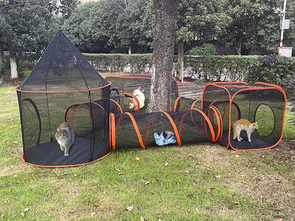 6 in 1 Cat Enclosure Cat Tunnel for Outside Rabbit and Small Animals Tent with Carry Bag