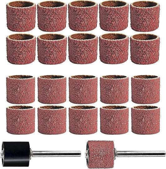 22-Pack Pet Nail Grinder Replacement Kit - Sanding Bands for Dogs & Cats -1/2" Black Grinding Drums Claw Care, Compatible with All Major Pet Grinders (80 & 120 Grit)