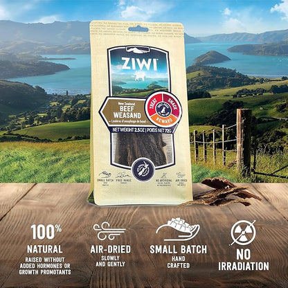 ZIWI Dog Chews and Treats  Beef Weasand - All Natural, Air-Dried, Single Protein, Grain-free, High-Value Treat, Snack, Reward 2.5 Ounce (Pack of 1)