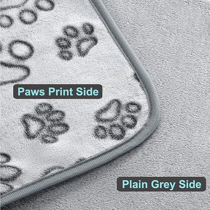 UTTPLL Stuffed-Premium-Dog-Blankets-Flannel Pet Printed Throw Soft Fluffy Fleece Cat Blanket Washable Sleep Mat Kitten Supplies Grey Cute Paw Small
