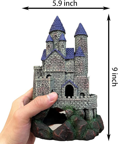 SLOCME Aquarium Middle Ages Resin Castle Decorations - Fish Tank Gothic Castle Hiding Cave Ornament