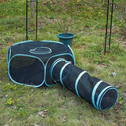 Cat Furniture Tent for Indoor and Outdoor Playpen Portable Cat Tunnels, Outdoor Kennel (Hexagon + Tunnel)