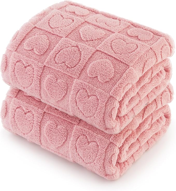 Bedsure 1 Pack 2 Dog Blankets for Small Dogs - 2pcs Washable Fluffy Fuzzy Puppy Cat Blanket with Premium 300GSM Coral Fleece Soft for Pet Kitten Doggy Doggy, Pink