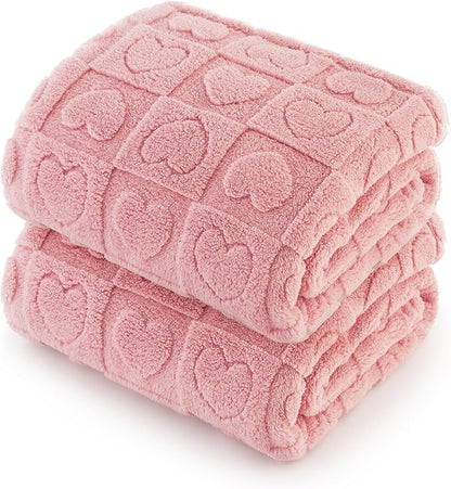 Bedsure 1 Pack 2 Dog Blankets for Small Dogs - 2pcs Washable Fluffy Fuzzy Puppy Cat Blanket with Premium 300GSM Coral Fleece Soft for Pet Kitten Doggy Doggy, Pink