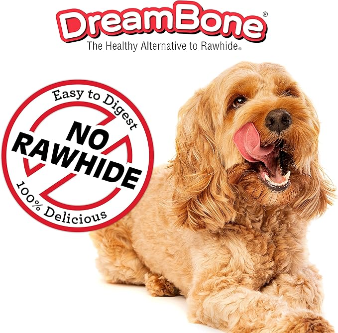 DreamBone Holiday Ham Flavored Chews 6 Count, Made with Real Chicken, Rawhide-Free Chews for Dogs