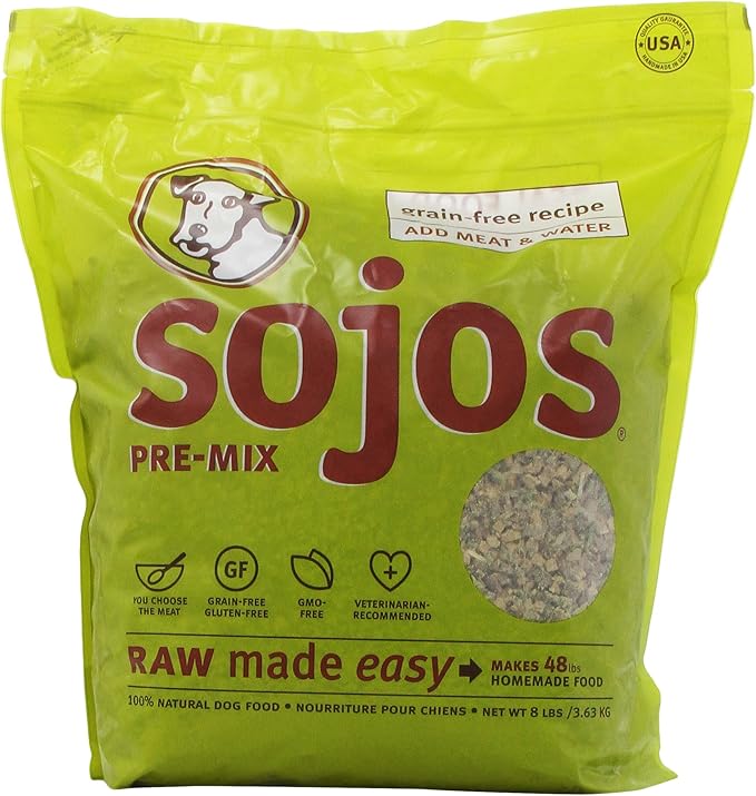 SOJOS Pre-Mix Natural Grain Free Dry Raw Freeze Dried Dog Food, 8-Pound Bag