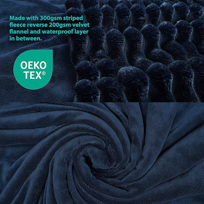 Waterproof Dog Blanket, Soft Fleece Blanket for Couch Protector, Reversible Pet Blankets Furniture Protector Cover for Small Medium Large Dogs Cats (Navy, 50"x60")