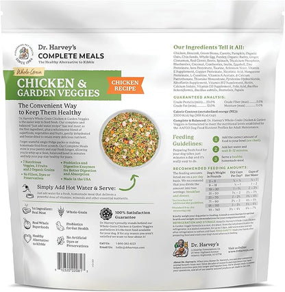 Dr. Harvey's Chicken & Garden Veggies Dog Food, Human Grade Whole-Grain Dehydrated Dog Food with Freeze-Dried Chicken (5 Pounds)