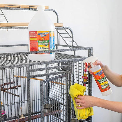 Absolutely Clean Amazing Bird Cage Cleaner and Deodorizer - Just Spray/Wipe - Safely & Easily Removes Bird Messes Quickly and Easily - Made in The US - Fragrance Free - 128oz Gallon