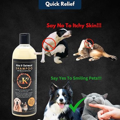 E3 Oatmeal Shampoo for Dogs and Cats - Hypollergenic - Aloe & Oatmeal Itchy Skin Relief - Dog Shampoo for Allergies & Itching - Oatmeal & Aloe, Soothes Sensitive Skin - Shampoo de Avena para Perros