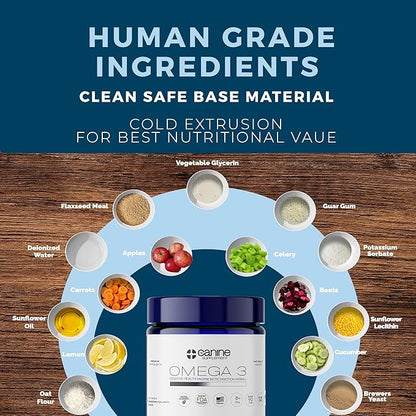 Omega 3 for Dogs – Wild-Caught Norwegian Salmon Oil – Soft Chews for Skin, Coat, Joints & Heart – Natural EPA & DHA – Peanut Flavor – 90 Count