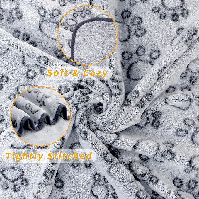 Small Dog Blanket for Medium Large Dogs Fleece Puppy Blanket Washable Dog Blankets for Bed Couch Protection with Cute Paw Print Pet Puppy Cat Blanket