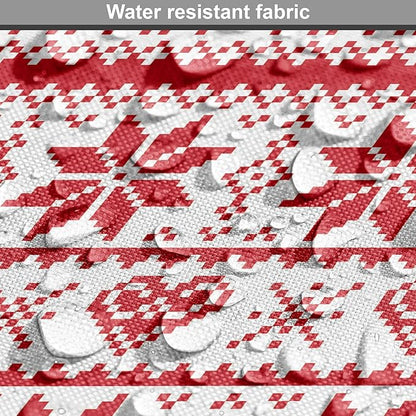 Ambesonne Christmas Dog Crate Cover, Scandinavian Tradition Fashion Nordic Borders Geometrical Pixel Retro Style, Easy to Use Pet Kennel Cover for Cats & Medium Dogs, 24 Inch, Orange White