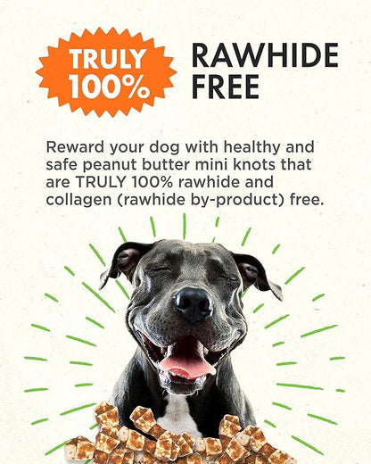 Canine Naturals Natural Peanut Butter Chew, Mini Knot - 12 Pack - 100% Rawhide Free and Collagen Free Dog Treats - Made with Real Peanut Butter - All-Natural and Easily Digestible