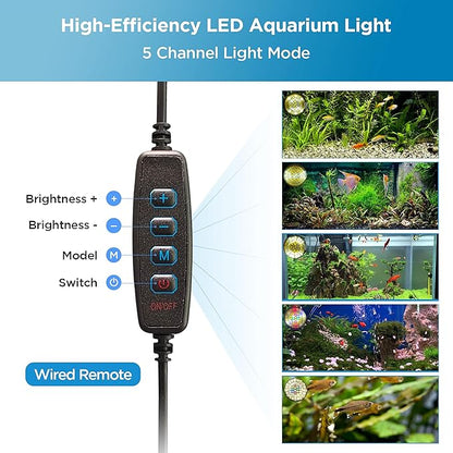 Lominie LED Aquarium Light, Remote Control 80W Planted Fish Tank Light Asta120 Clamp Clip Lamp for Freshwater Refugium Algae Fish Tank with Gooseneck (F120 80W Freshwater)