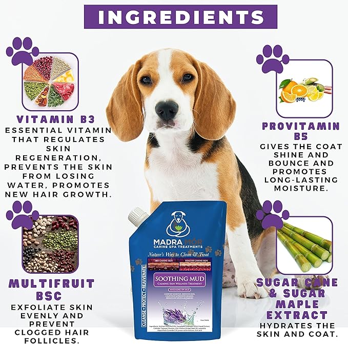 Worldwide Nutrition Bundle: Madra Mor Soothing Mud - Dog Essentials Mud Bath, Dog Grooming, Dry Skin for Dogs Treatment, Dog Coat Skin Care Products - 10oz Pouch & Multi-Purpose Key Chain