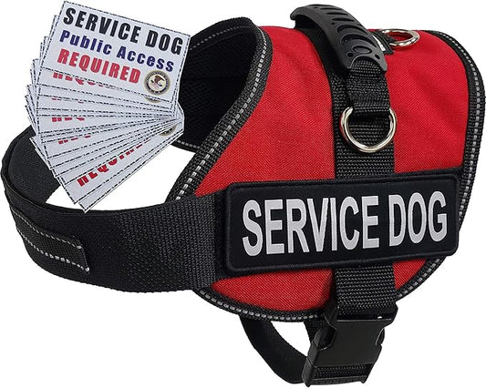 ActiveDogs Air-Tech Service Dog Vest Harness, Small Girth 19"-24" w/Handle, ADA Cards + Reflective Service Dog Patches - Red