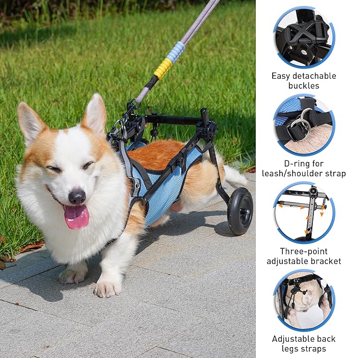 Dog Wheelchair for Back Legs, Dog Wheelchair Cart Doggy Wheelchair with Disabled Hind Legs Walking Mobility Aids for Small Pets Hind Limbs Dog Carts with Wheels Light Weight