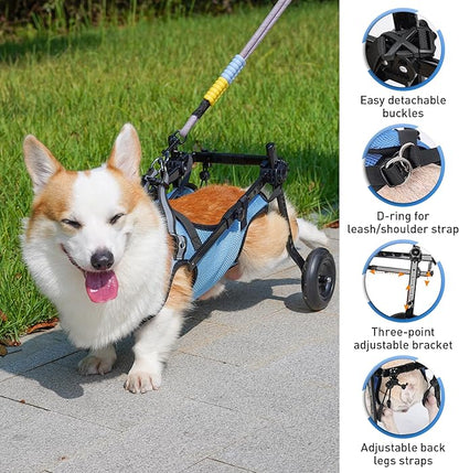 Dog Wheelchair for Back Legs, Dog Wheelchair Cart Doggy Wheelchair with Disabled Hind Legs Walking Mobility Aids for Small Pets Hind Limbs Dog Carts with Wheels Light Weight