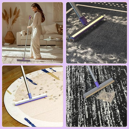 52" Carpet Rake for Pet Hair Removal, Adjustable and Reusable Pet Hair Carpet Rake, Long Handle Large Dog Hair Carpet Scraper for Rugs, Carpets, Stairs,Pet Beds, Carpet Brush Hair Remover Broom