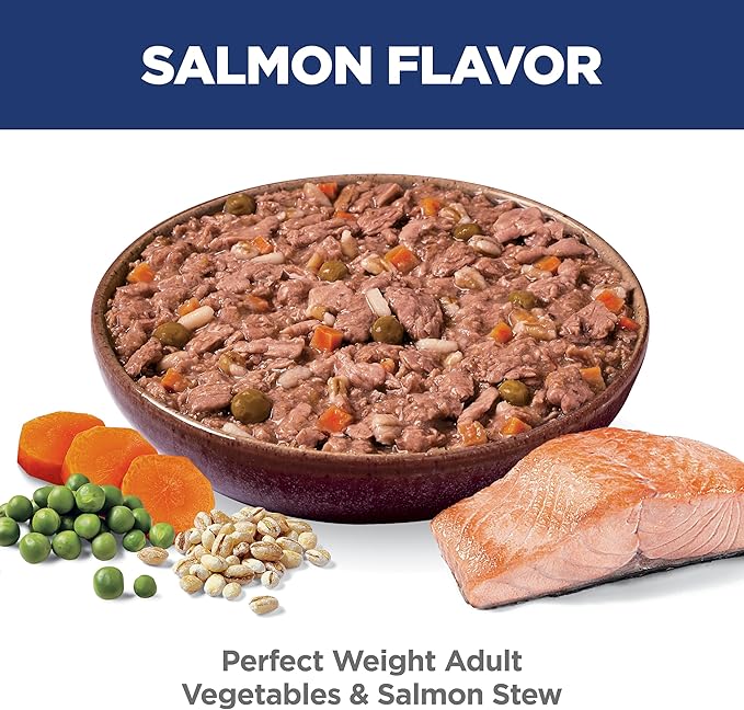 Hill's Science Diet Perfect Weight, Adult 1-6, Weight Management Support, Wet Dog Food, Salmon & Vegetables Stew, 2.8 oz Pouch, Case of 24