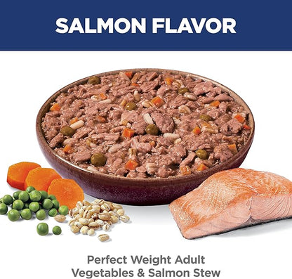 Hill's Science Diet Perfect Weight, Adult 1-6, Weight Management Support, Wet Dog Food, Salmon & Vegetables Stew, 2.8 oz Pouch, Case of 24
