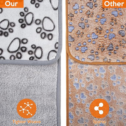 Stuffed Premium Soft Dog Couch Blanket, with Flannel Cute Paw Print, 30 * 70 inches, Cat Blanket Puppy Supplies Dog Products Stuff Essentials, Gray