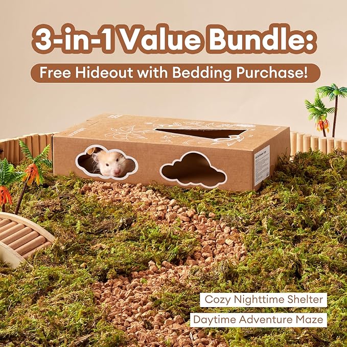 BUCATSTATE 5L Hamster Bedding, Natural Forest Moss Hamster Bedding Odor Control, Nature Hamsters Substrate Cage Accessories for Dwarf Syrian Hamsters, Mice, Gerbils (Dried Moss)