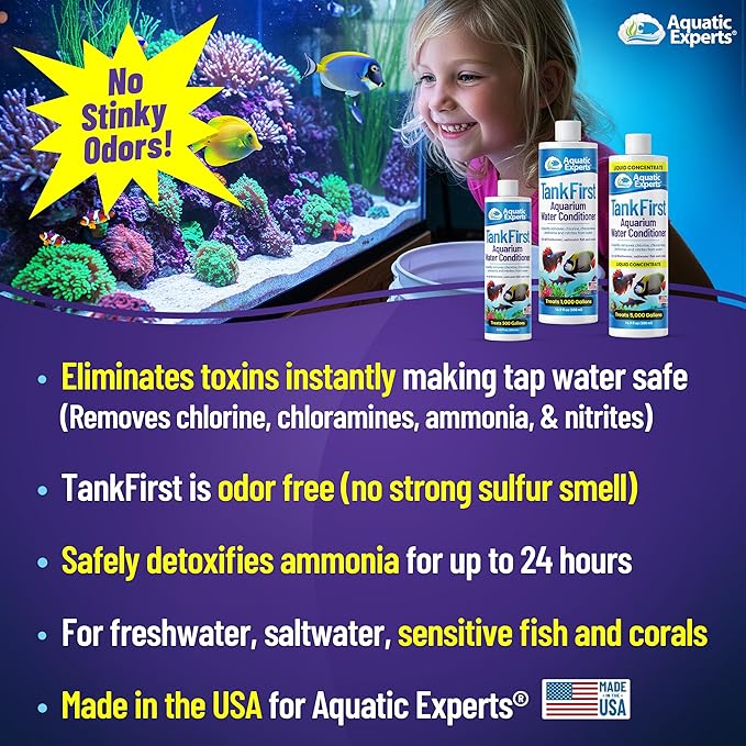 TankFirst Complete Aquarium Water Conditioner - Fish Water Conditioner, Instantly Removes Chlorine, Chloramines, and detoxifies Ammonia from Fish Tank (TankFirst Regular, 500 ml)