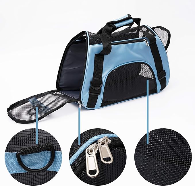 Pet Carrier Soft-Sided Carriers for Cat Carriers Dog Carrier for Small Medium Cats Dogs Puppies Pet Carrier Airline Approved up to 15 Lbs Cat Dog Pet Travel Carrier (Small, Blue)