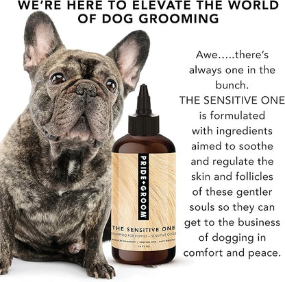 Pride and Groom The Sensitive One Dog Shampoo  All Natural Blend of Essential Oils & Gentle Ingredients for Puppies & Dogs with Sensitive Skin & Coats to Soothe and Regulate Skin & Follicles  16oz