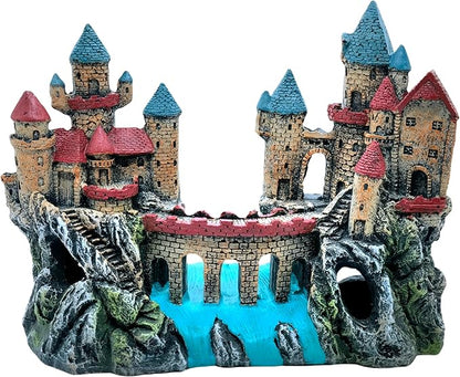 M2cbridge Antique Roman Column Ruins European Castle Aquarium Decorations Fish Tank Hideout Rocks (Large Castle)
