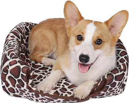 Spring Fever Hamster Guinea Pig Rabbit Dog Cat Chinchilla Hedgehog Bird Small Animal Pet Bed House Hideout Cage Accessorie E Leopard XL (18.9 * 18.9 inch)