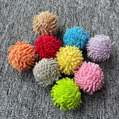 9Pcs Fuzzy Cat Ball Toys - Safe Pom Pom Balls for Indoor Cats, Kitten Chasing Toys with Bell (Multicolor)