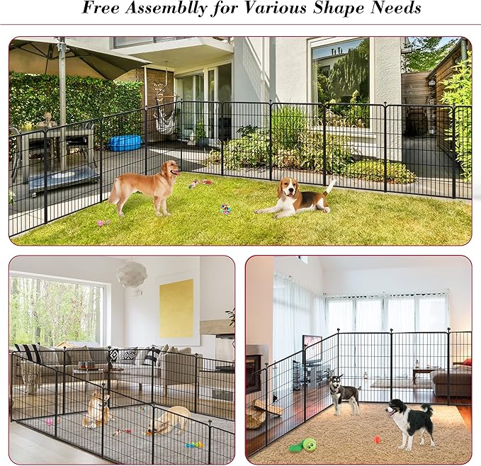 Dog Playpen 40 inch 24 Panels Indoor Outdoor Dog Pen for Large/Medium/Small Dogs Heavy Duty Metal Dog Fence Outdoor for Yard, Puppy Playpen with Door Portable Pet Fence for RV Camping Yard