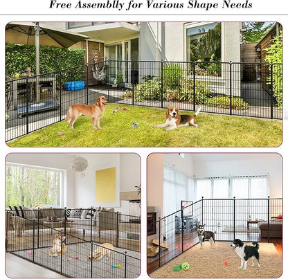 Dog Playpen 40 inch 30 Panels Indoor Outdoor Dog Pen for Large/Medium/Small Dogs Heavy Duty Metal Dog Fence Outdoor for Yard, Puppy Playpen with Door Portable Pet Fence for RV Camping Yard