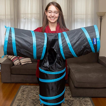 PetLike Cat Tunnel (with Interactive Cat Toy and Catnip Toy) for Indoor Cats Collapsible Pop-up Pet Tube Peek Hole Hideaway Play Toys for Cats with Ball