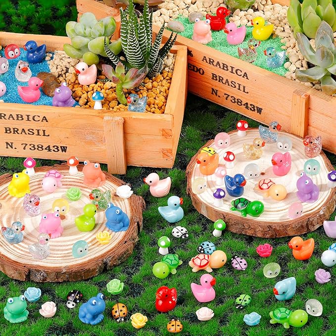200 Pcs Mini Resin Animals Colorful Mini Animals Figures in Bulk Miniature Little Small Animals Figurines for Fairy Garden Landscape Dollhouse Accessories DIY Crafts Aquarium Decor