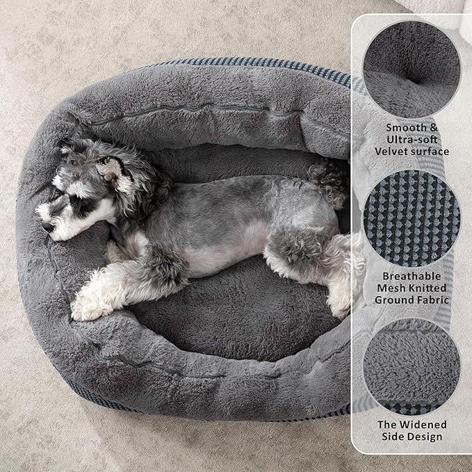 INVENHO Medium Dog Beds for Medium Dogs Washable, Rectangle Dog Bed Medium Size Dog, Orthopedic Dog Bed, Warming Soft Calming Sleeping Puppy Bed Durable Pet Bed with Anti-Slip Bottom M(30"x24"x9")