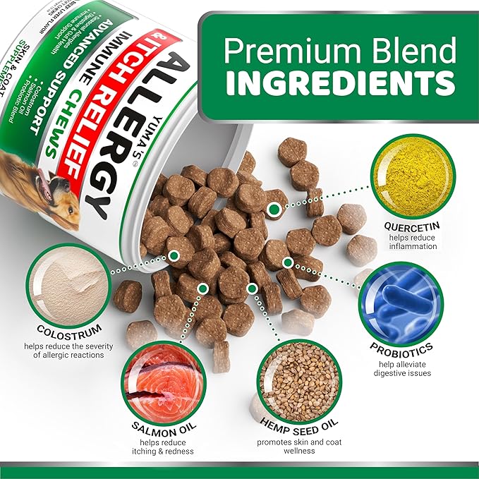 Dog Allergy Relief Chews - Dog Itching Skin Relief Treatment Pills - 170 Treats - Anti-Itch - Itchy and Paw Licking - Hot Spots - Omega 3 Fish Oil - Dry Skin & Coat Supplement - Beef Liver Flavor