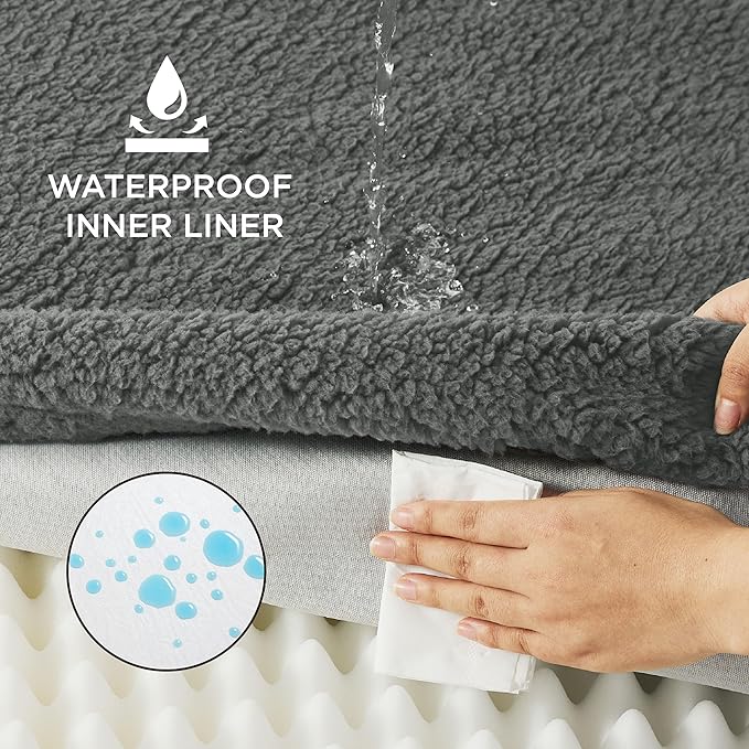 Bedsure Medium Dog Bed for Medium Dogs  Self Warming Orthopedic Dog Beds with Removable Washable Cover, Egg Crate Foam Pet Bed Mat, Ashen Grey